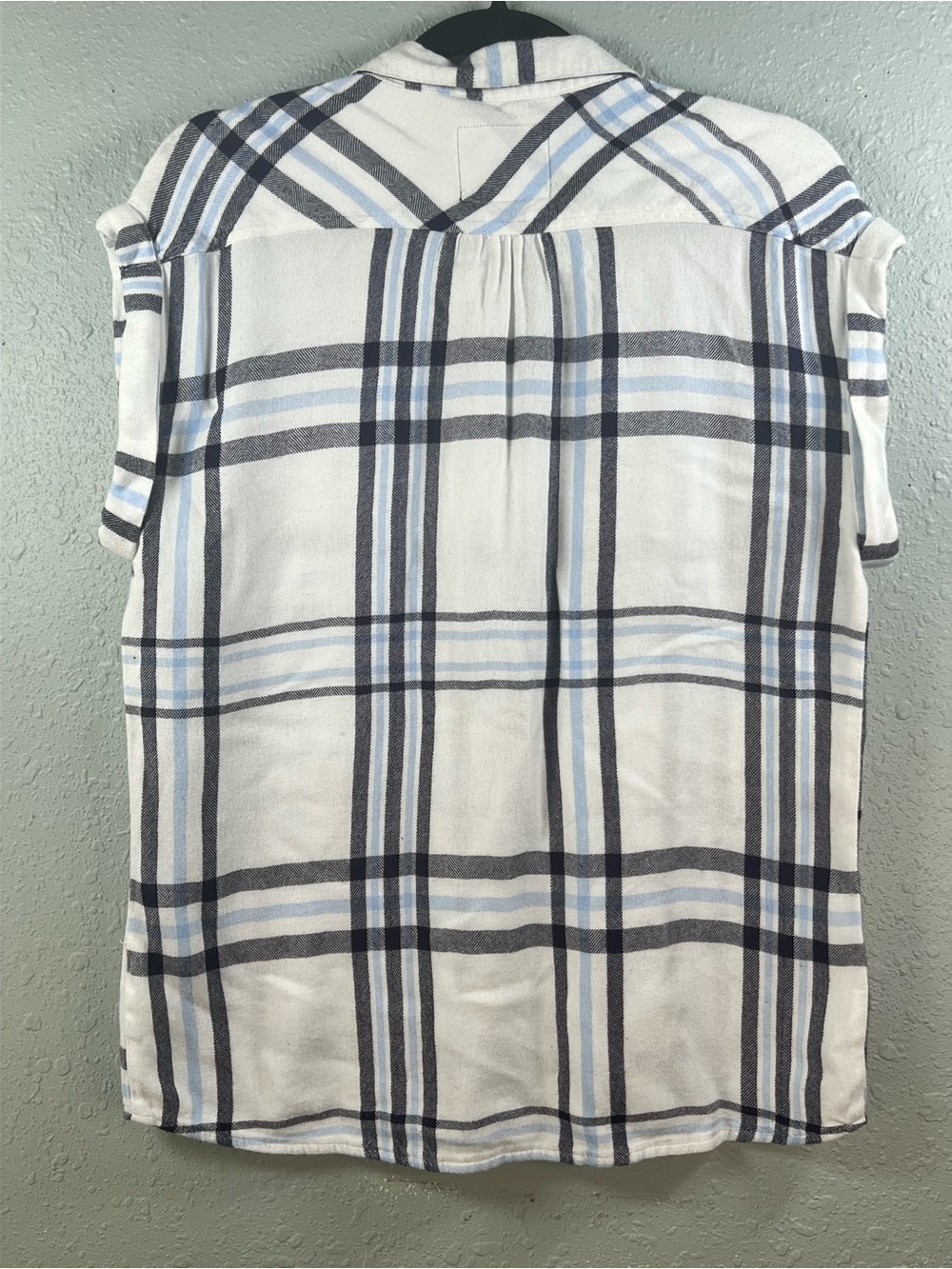 Rails Plaid Sleeveless Button Front Blouse Blue White Rayon S - Picture 3 of 9
